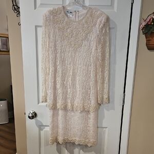 Elegant Beaded Lace Dress in Blush Pink
